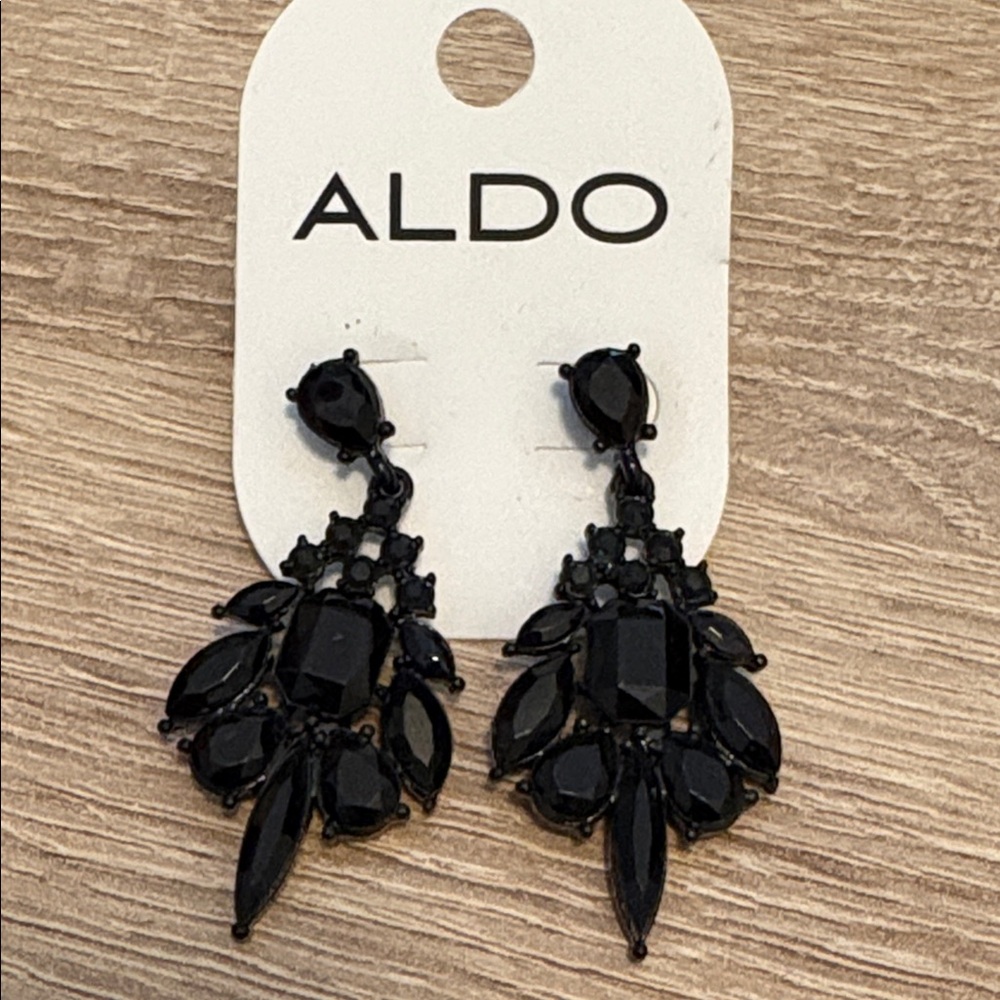 Aldo black chandelier earrings on original card